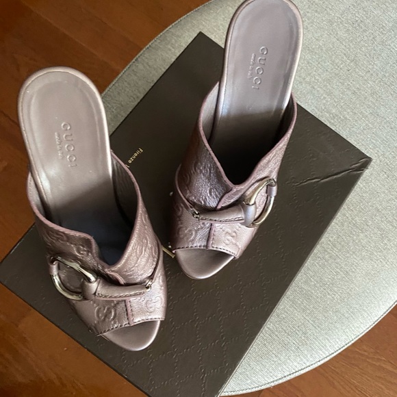 Gucci high heel sling platform shoe - Picture 1 of 3